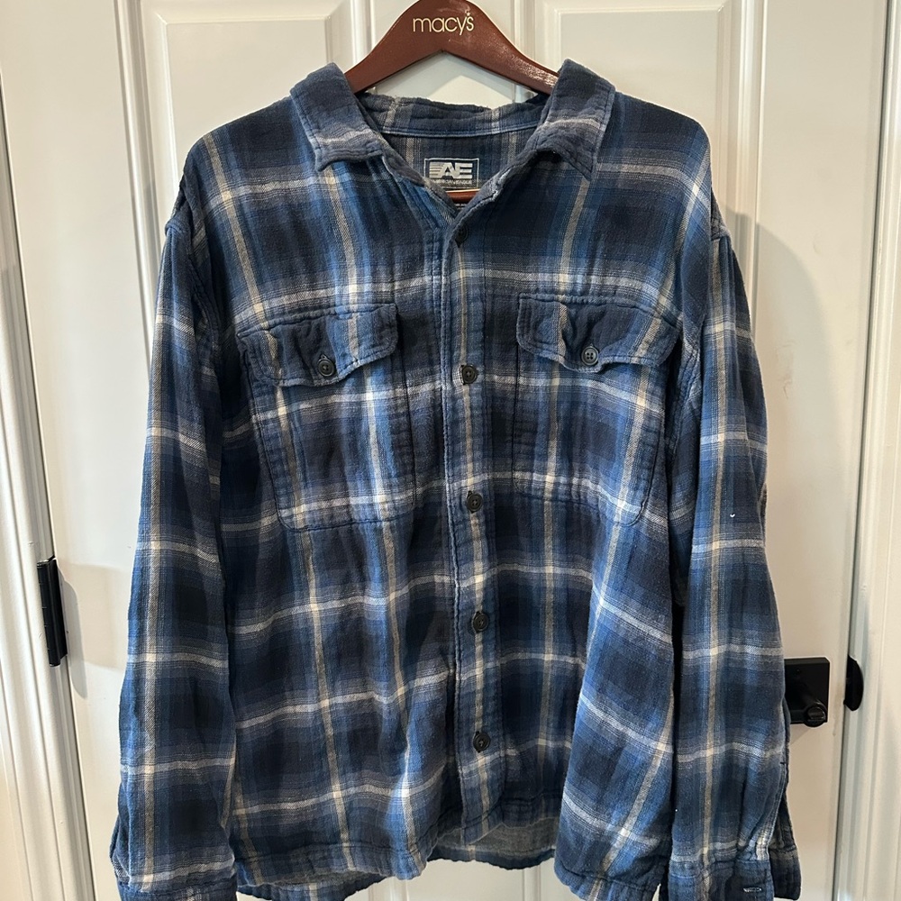 American Eagle Navy Plaid Flannel